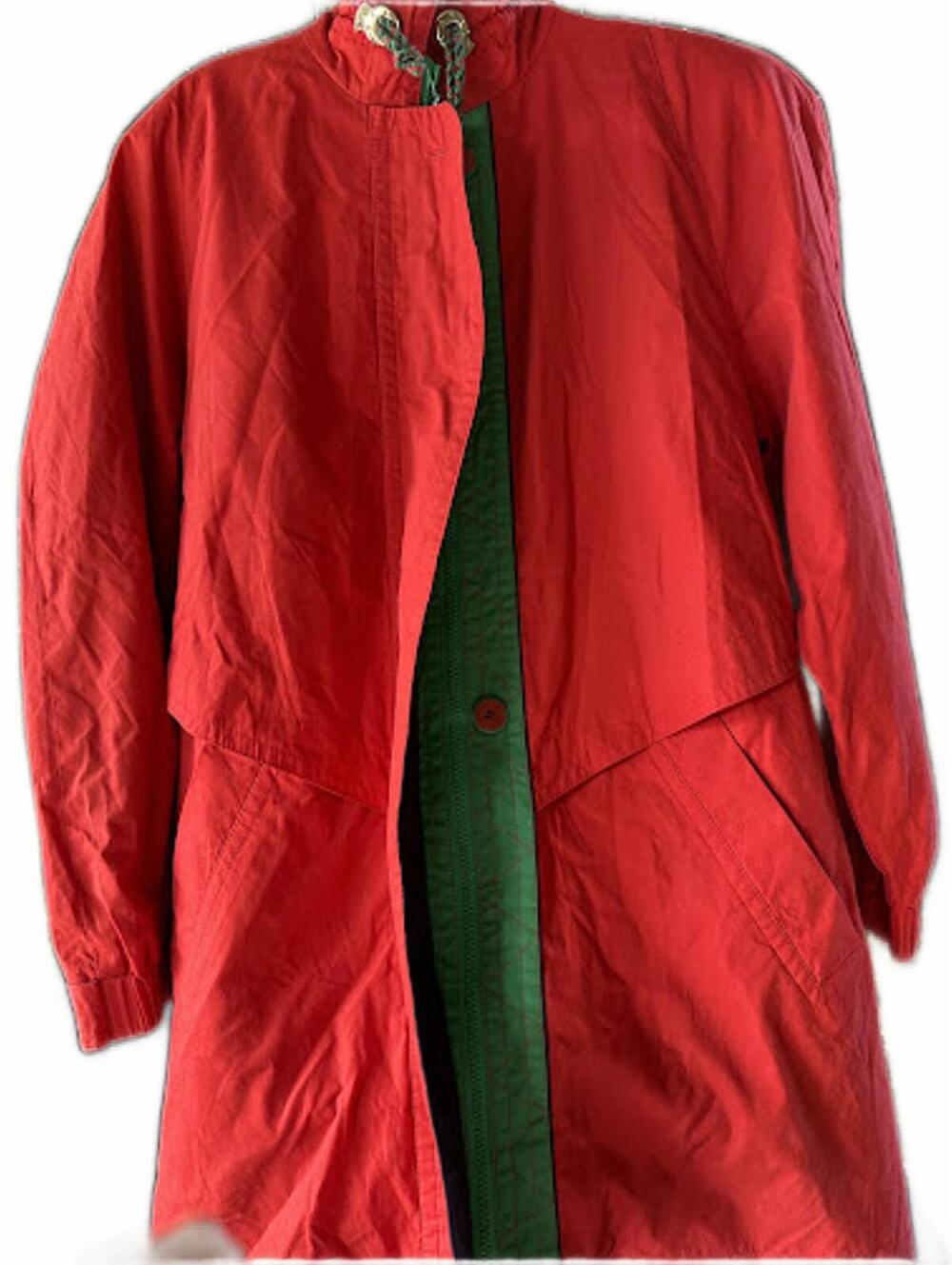 Vintage Red Trench Rain Coat 80s M